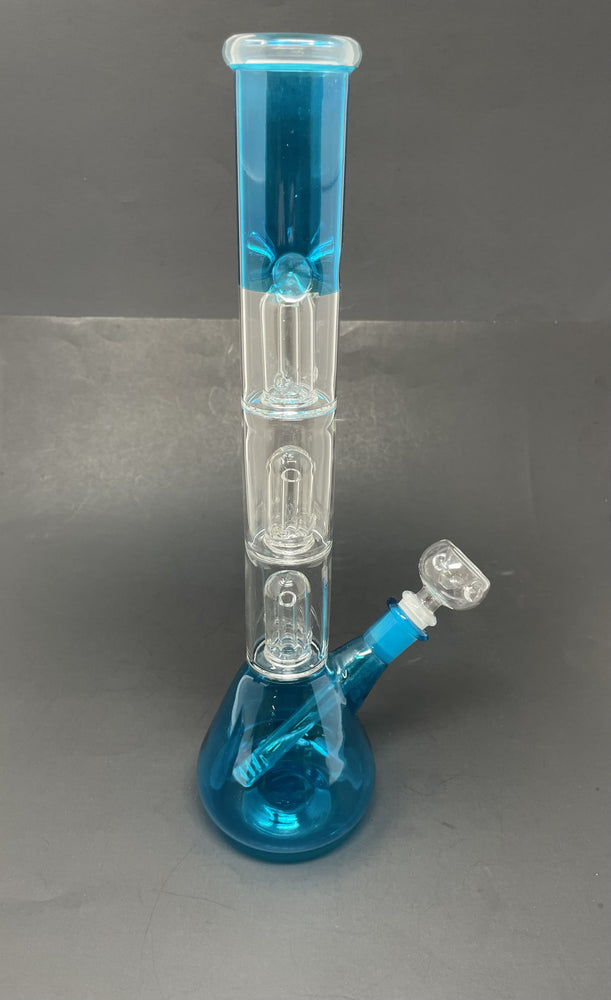 14" Neon Teal Triple Percolator Bong