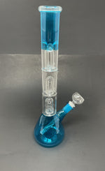 14" Neon Teal Triple Percolator Bong