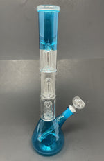 14" Neon Teal Triple Percolator Bong