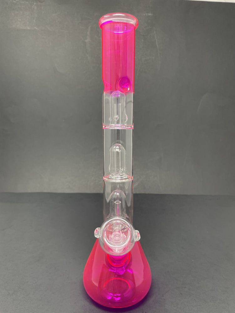 14" Neon Pink Triple Percolator Bong