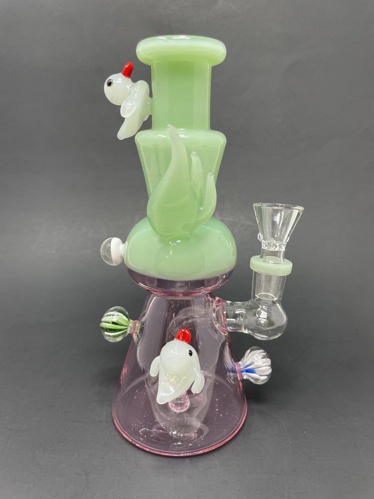 8" Premium Pink Crystal Duck Bong