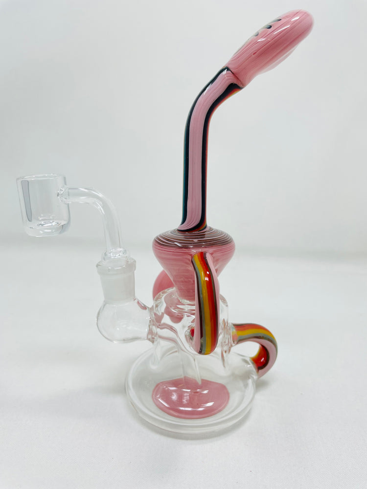 8" Pink Rainbow Recycler Dab Rig