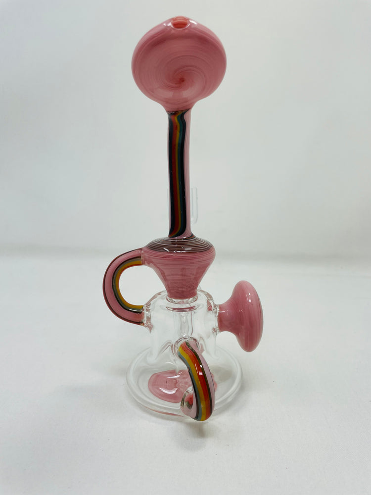 8" Pink Rainbow Recycler Dab Rig