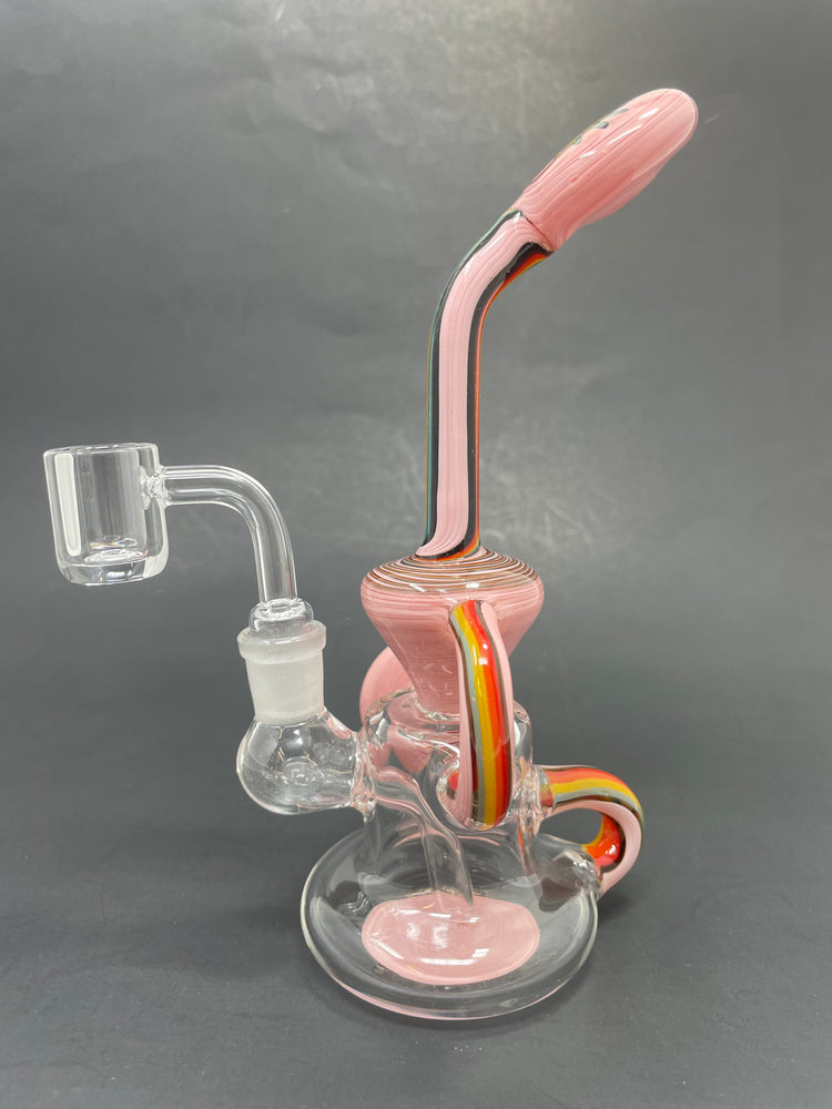 8" Pink Rainbow Recycler Dab Rig