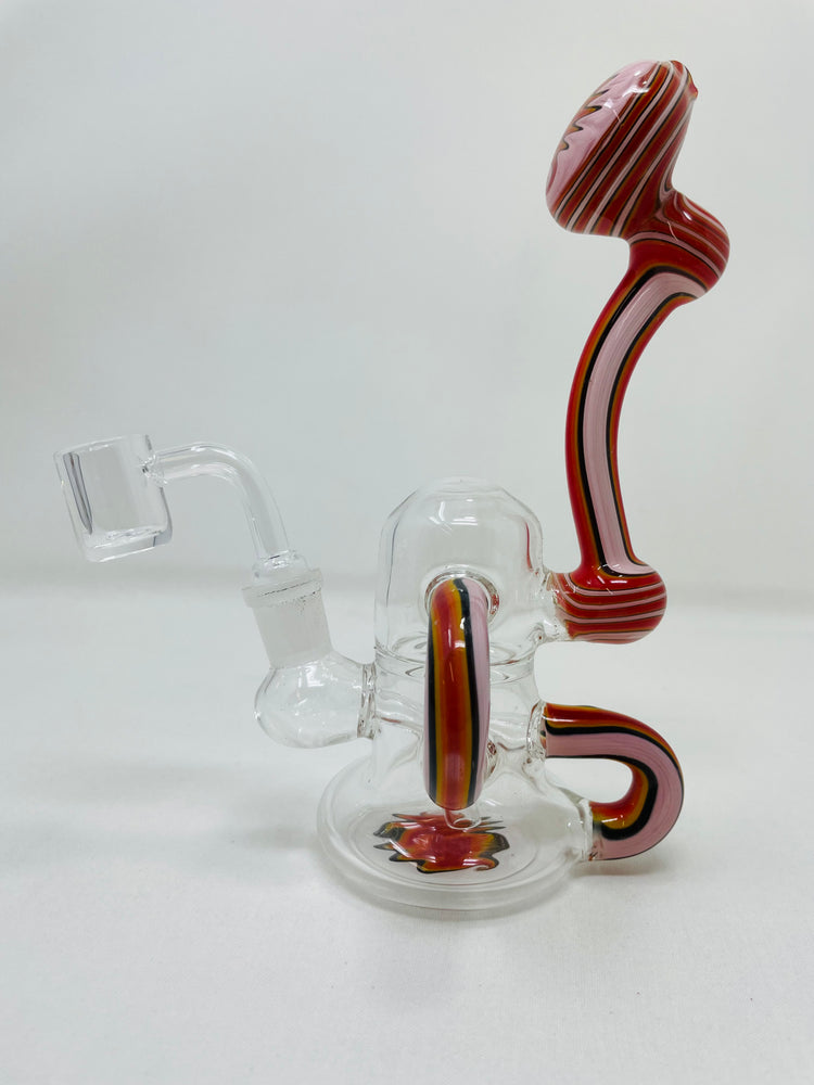 7" Pink Round Recycler Dab Rig