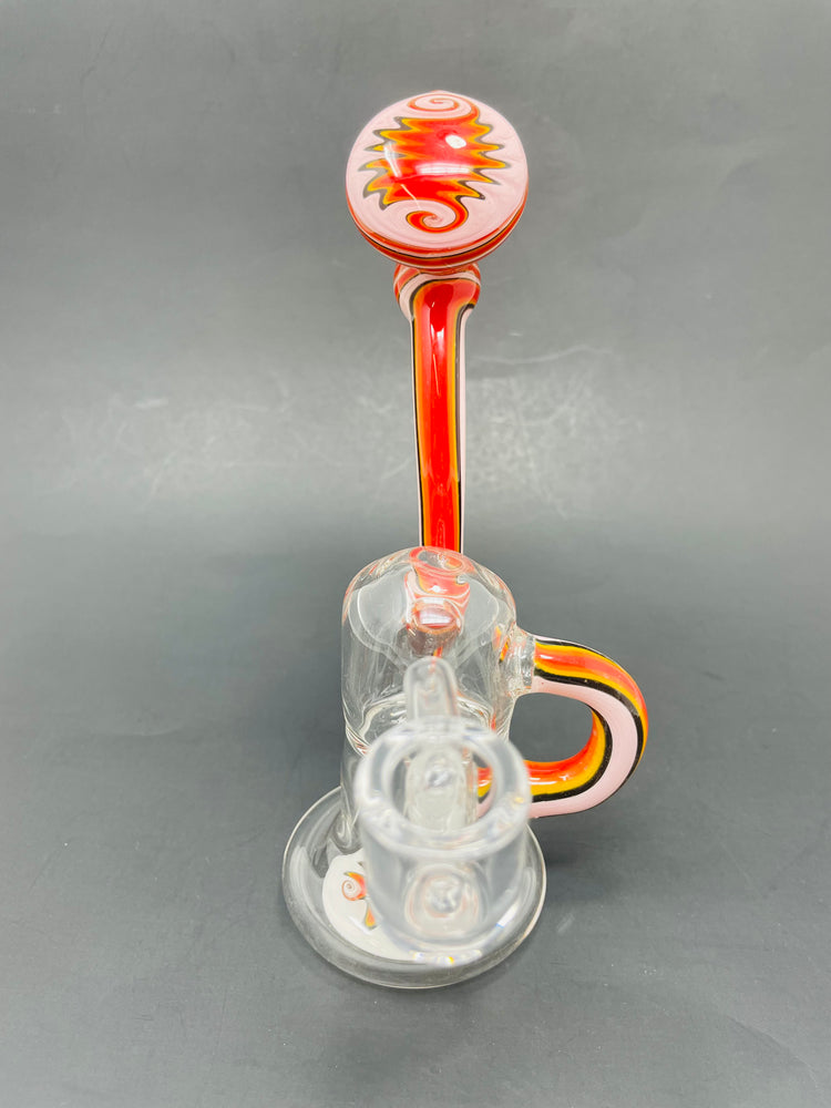 7" Pink Round Recycler Dab Rig