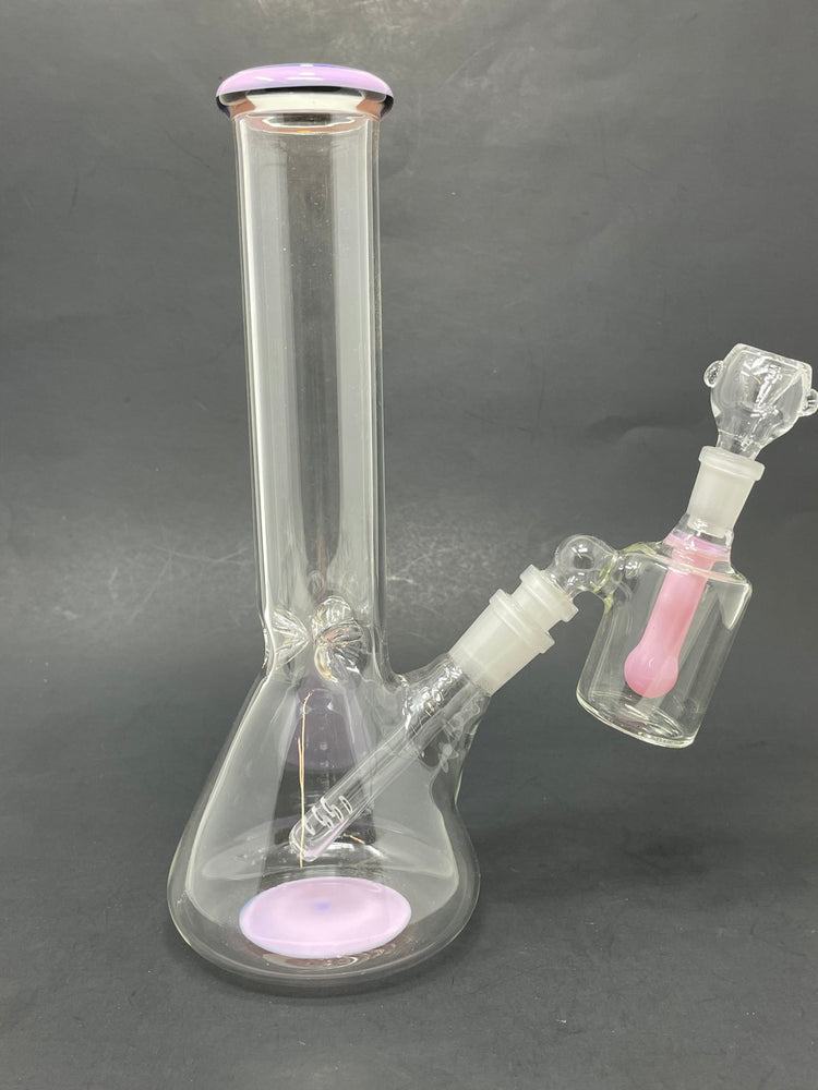 10" Pink Middle Accent Beaker Bong w/ Ash Catcher