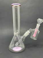 10" Pink Middle Accent Beaker Bong w/ Ash Catcher