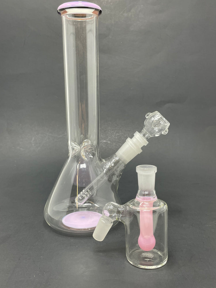 10" Pink Middle Accent Beaker Bong w/ Ash Catcher