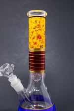 10" Yellow Floral Beaker Bong w/ Ice Catcher