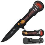 4.75" Assisted-Opening Tactical Knife with Guitar Metal Handle-Brown