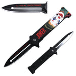 4" Joker-Themed Folding Knife with Fantasy Print Handle- Black