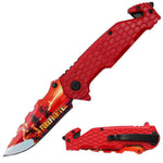 4.75" Tactical Rescue Knife with Honeycomb Handle- Red