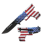 4.5" USA Flag Gun-Handle Folding Knife