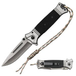 5" Black Tactical Folding Knife with Paracord