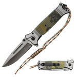 5" Camo Tactical Folding Knife with Paracord