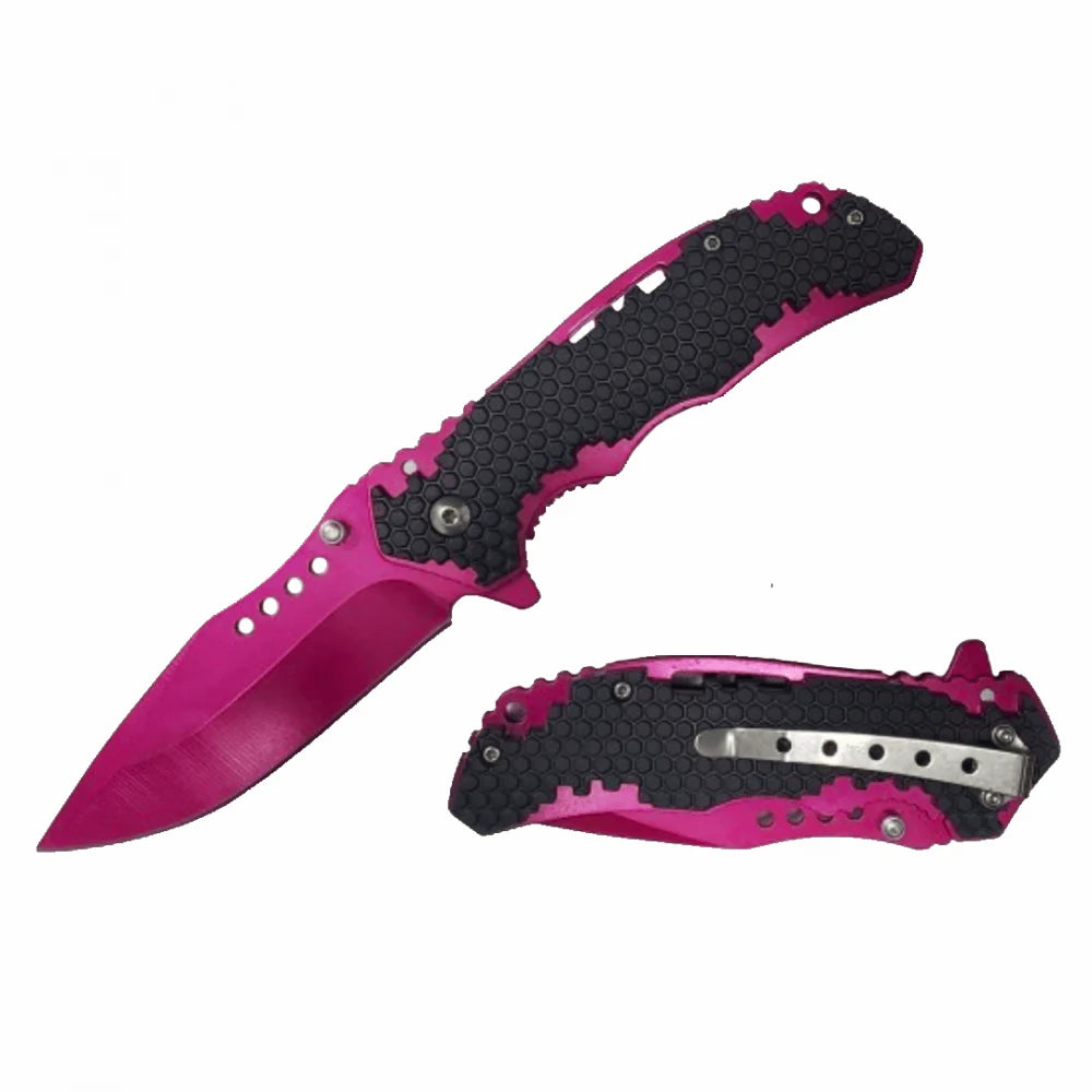 4.5"  Pink Honeycomb Folding Knife