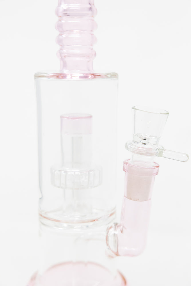 16" Pink Flat Base Double Percolator Bong