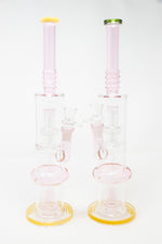 16" Pink Flat Base Double Percolator Bong