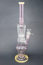 16" Pink Flat Base Double Percolator Bong