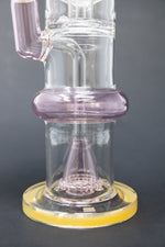 16" Pink Flat Base Double Percolator Bong