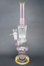 16" Pink Flat Base Double Percolator Bong