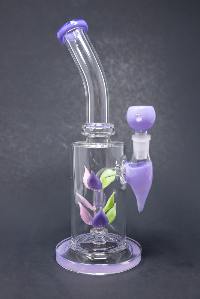 10" Purple Leaf Percolator Shower Bend Bong