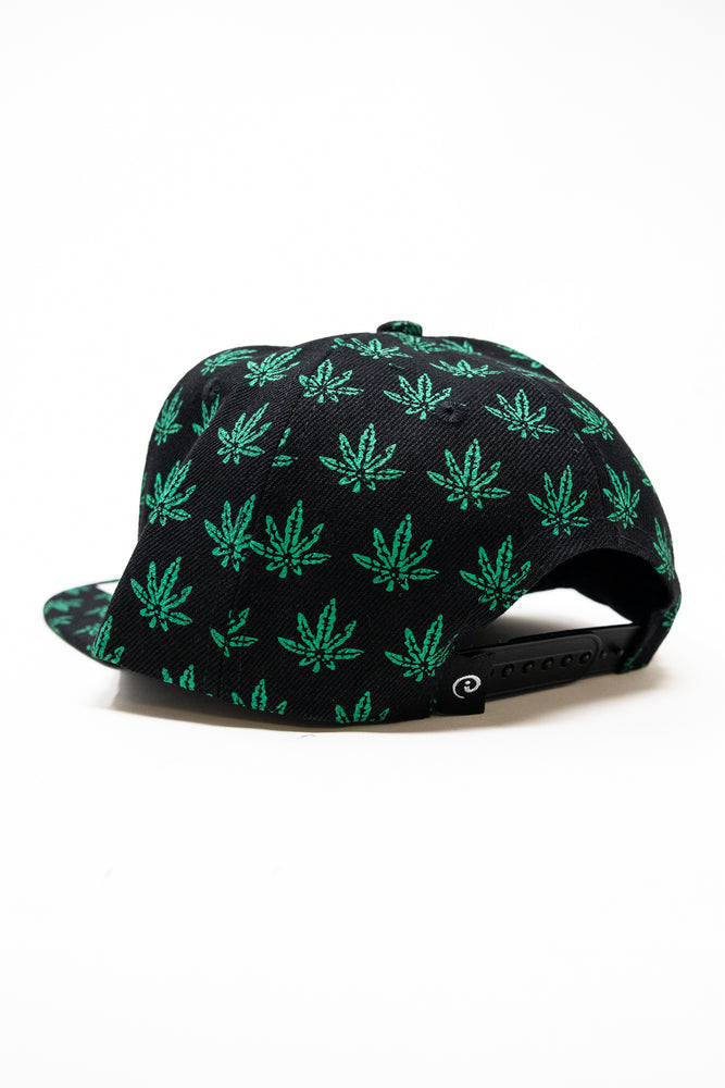 Black Snap Back Leaf Hat